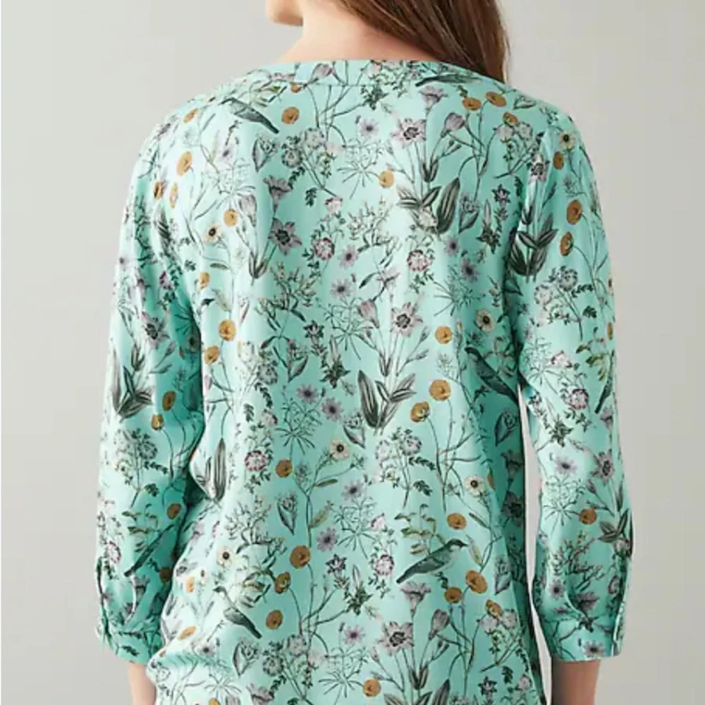 J Jill Floral Bird Print Women's Top - Picture 3 of 16